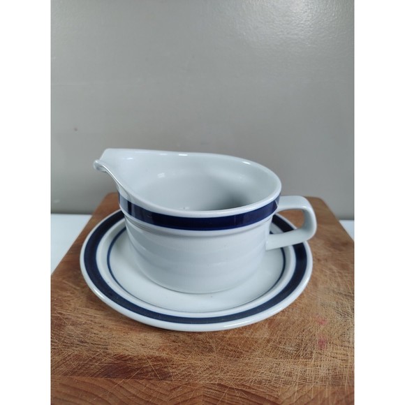 MSI Blue Monterrey Stoneware Gravy Bowl and plate set Blue Ring Japan - Picture 4 of 13